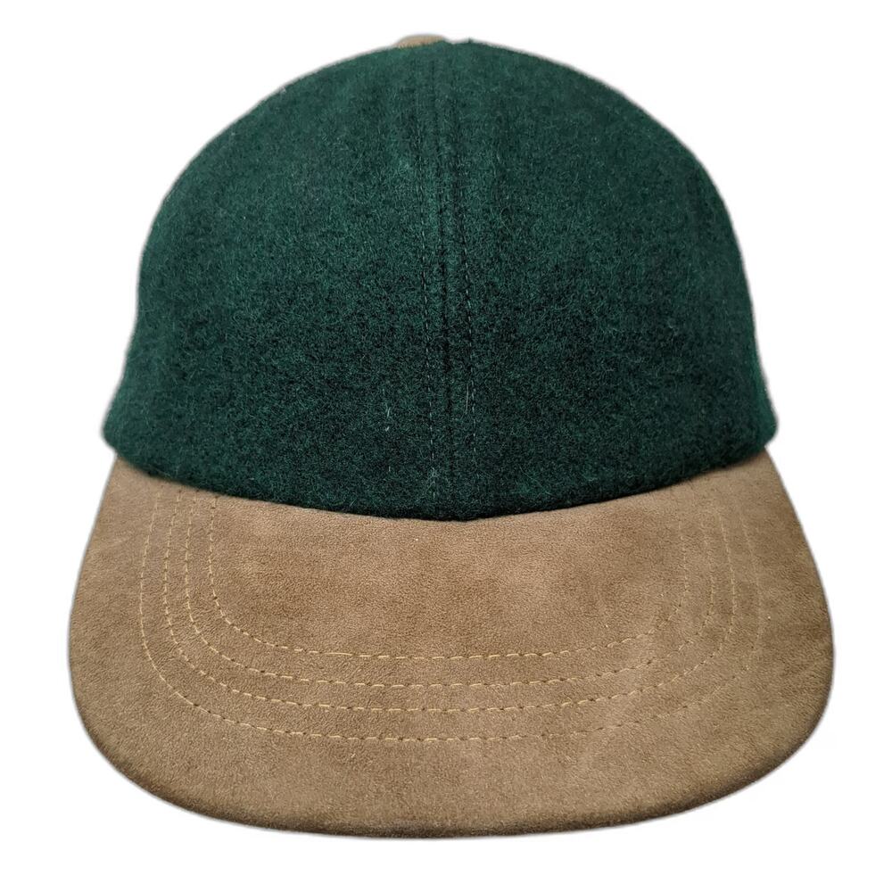 Country Gentleman Baseball Cap Green Brown One Size Wool Suede Slideback Hat